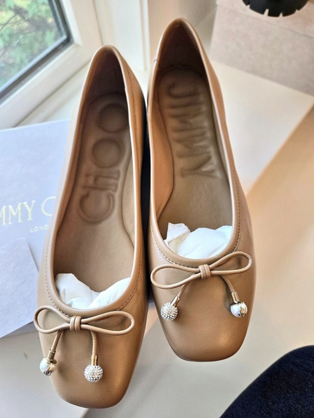 Jimmy Choo Elme Ballet Flat Leather Flats Brown EU 38